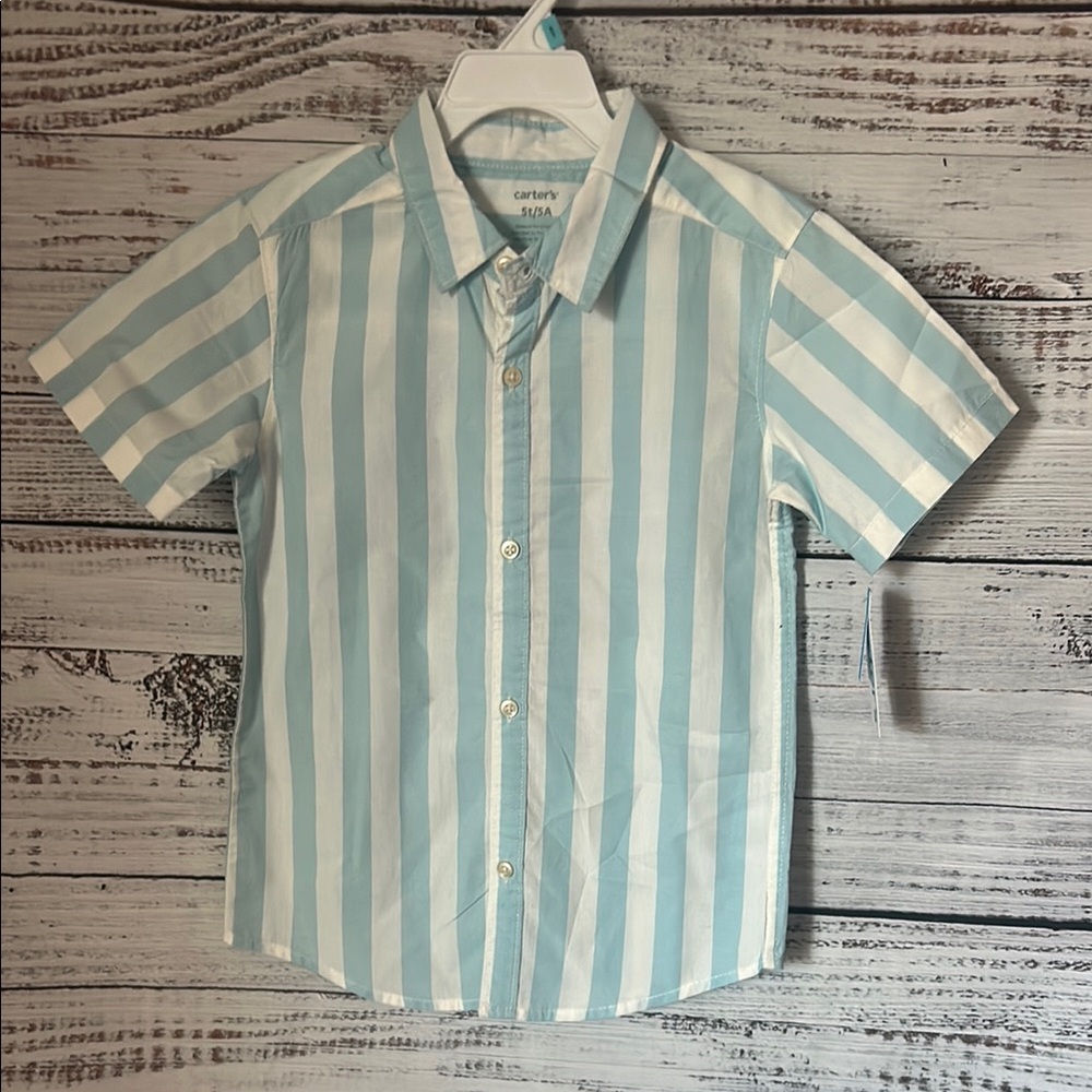 NWT Carter's Blue and White Button Down Shirt size 5t